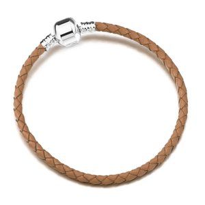 Brown Leather Bracelet with Sterling Silver Barrel Clasp - BRAND NEW